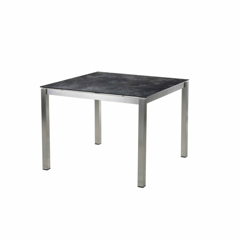 Diamond Garden Tisch "San Marino", Gestell Edelstahl, Platte DiGa Compact HPL Granit dunkel, 98x98 cm