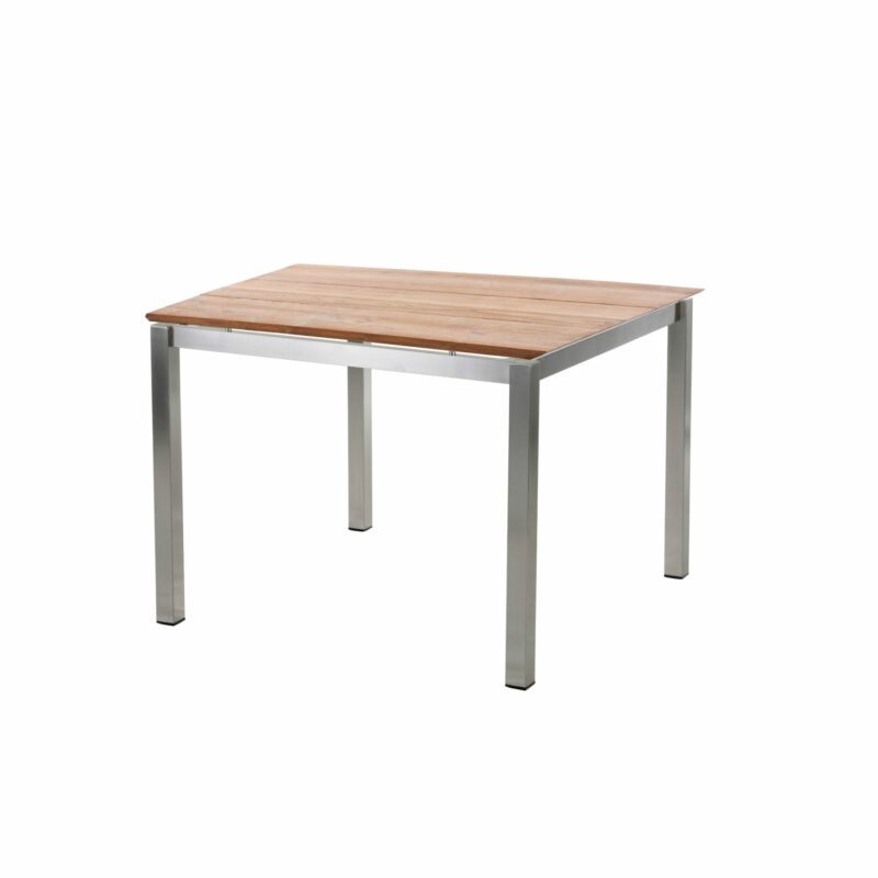 Diamond Garden Tisch "San Marino", Gestell Edelstahl, Tischplatte 3 Planken Recycled Teak Natur, 100x100 cm