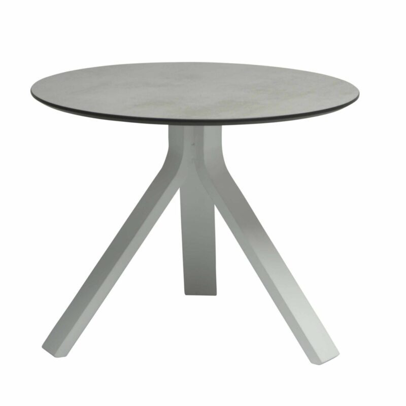Stern "Freddie" Beistelltisch, Gestell Aluminium weiß, Tischplatte HPL Zement hell, Ø 55 cm, Höhe 43 cm