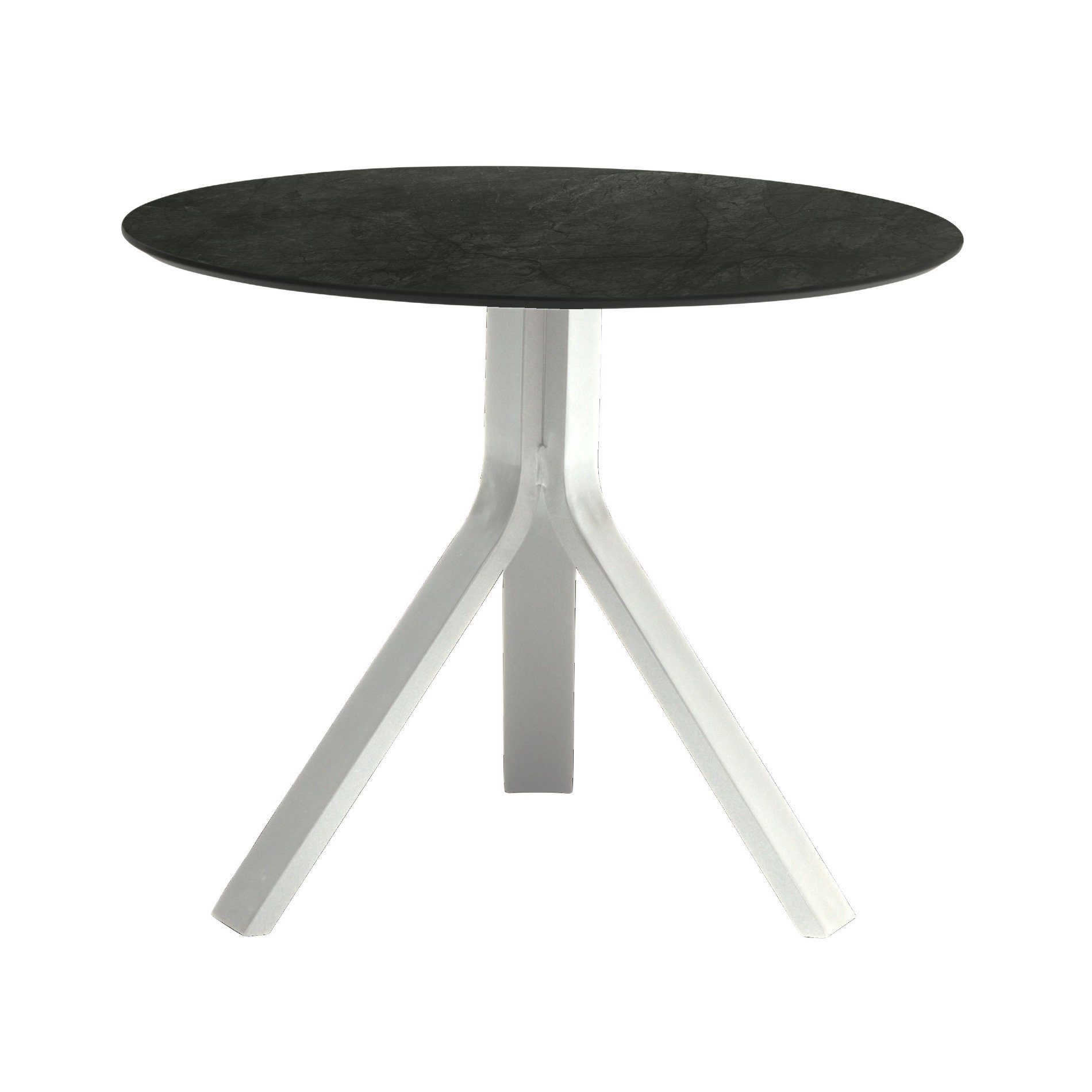 Stern "Freddie" Beistelltisch, Gestell Aluminium weiß, Tischplatte HPL dark marble, Ø 65 cm, Höhe 53 cm