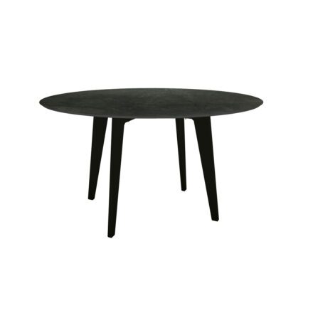 Stern Gartentisch rund 134 cm, Aluminium schwarz matt, Tischplatte HPL Dark Marble