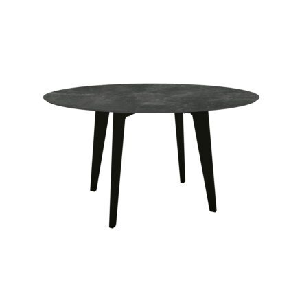 Stern Gartentisch rund 134 cm, Aluminium schwarz matt, Tischplatte HPL Slate