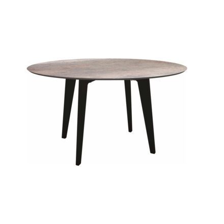 Stern Gartentisch rund 134 cm, Aluminium schwarz matt, Tischplatte HPL Smoky