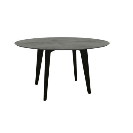 Stern Gartentisch rund 134 cm, Aluminium schwarz matt, Tischplatte HPL Zement