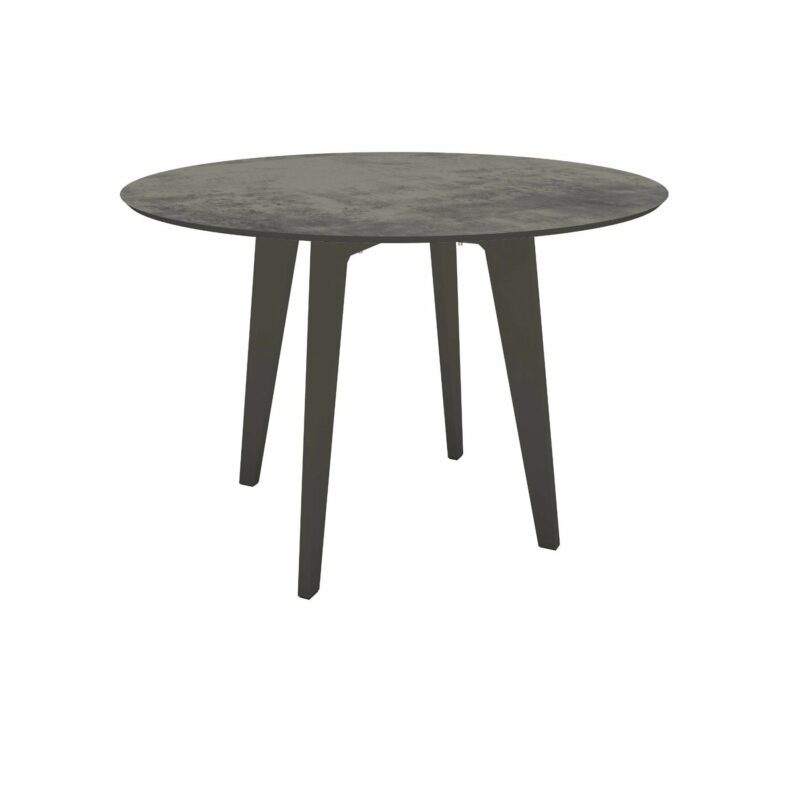 Stern Gartentisch rund 110cm oder 134cm, Aluminium anthrazit, Tischplatte HPL zement