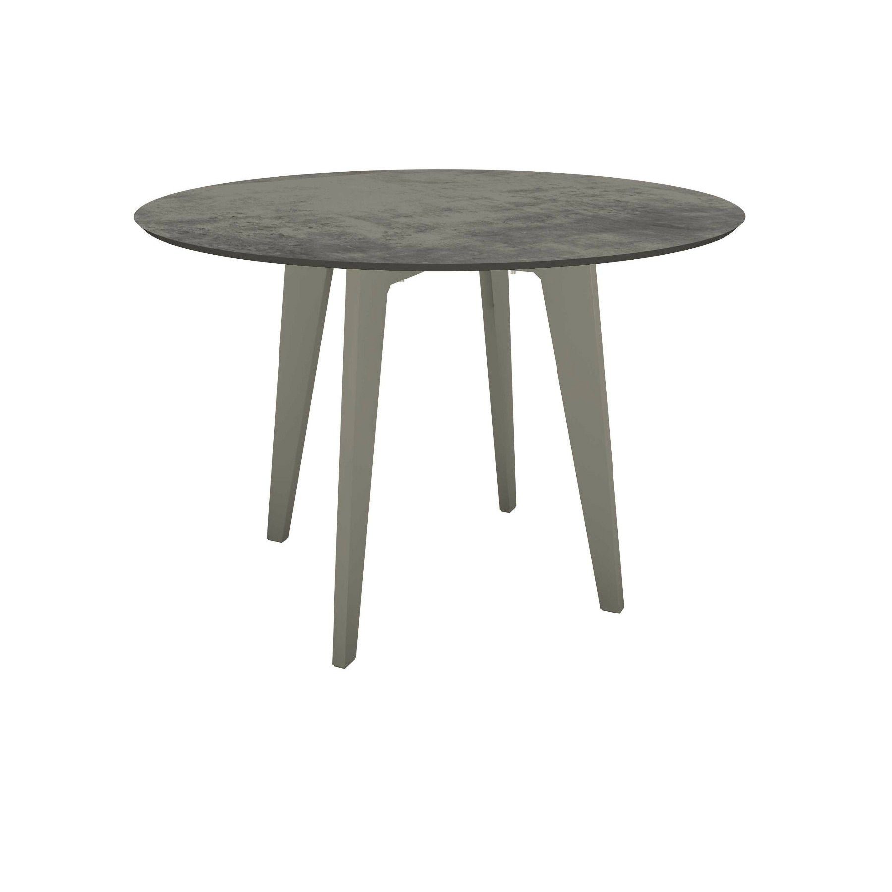 Stern Gartentisch rund 110cm oder 134cm, Aluminium graphit, Tischplatte HPL zement