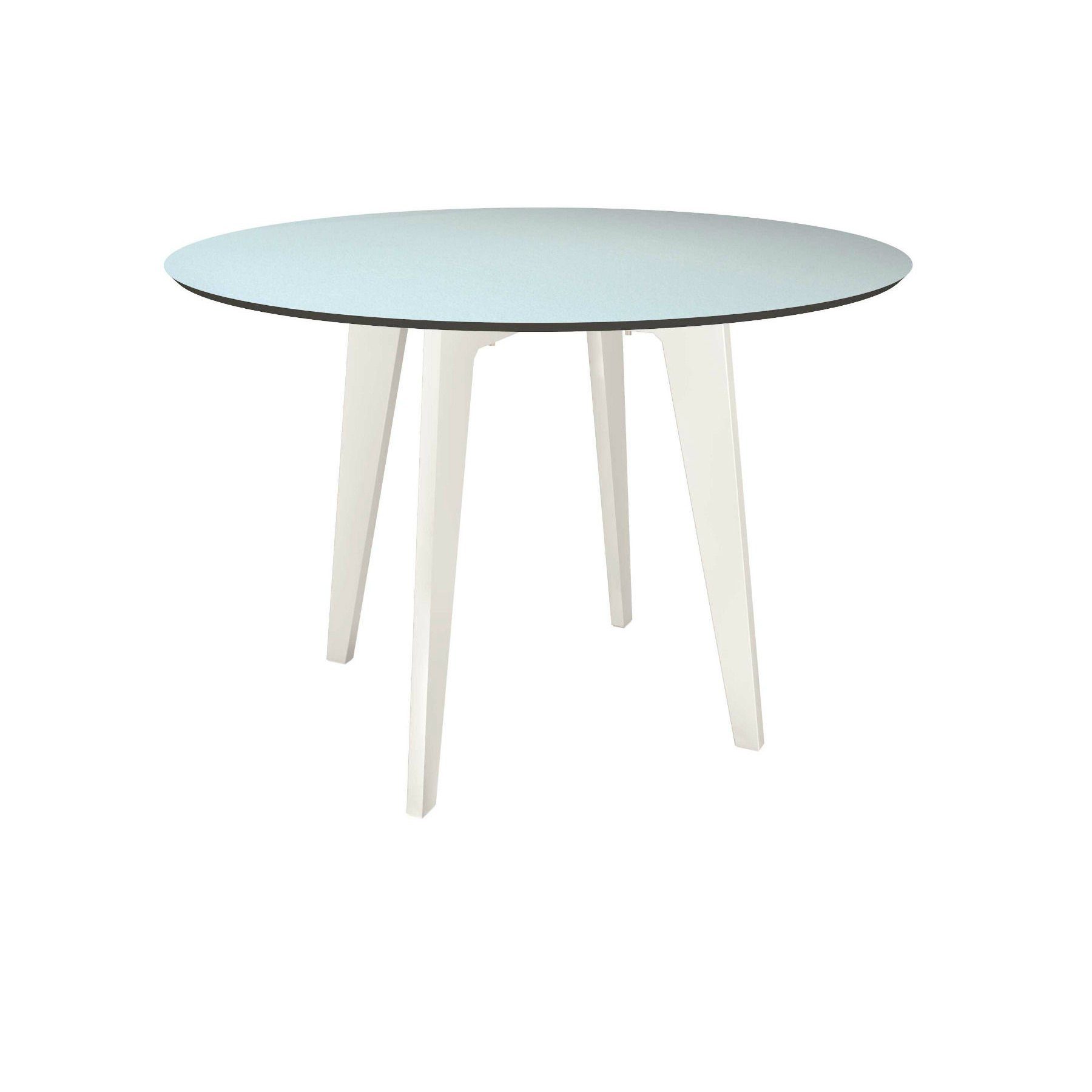 Stern Gartentisch rund 110cm, Aluminium weiß, Tischplatte HPL nordic green