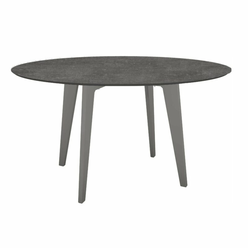 Stern Gartentisch Ø 134 cm, Alu graphit, Tischplatte HPL Metallic Grau