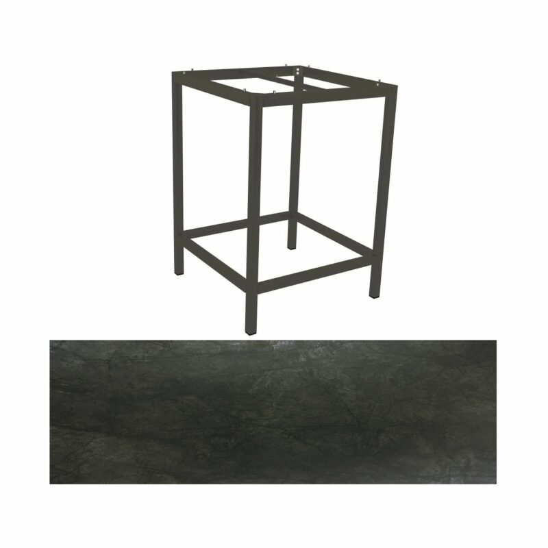 Stern Bartisch, Gestell Aluminium anthrazit, Tischplatte HPL Dark marble