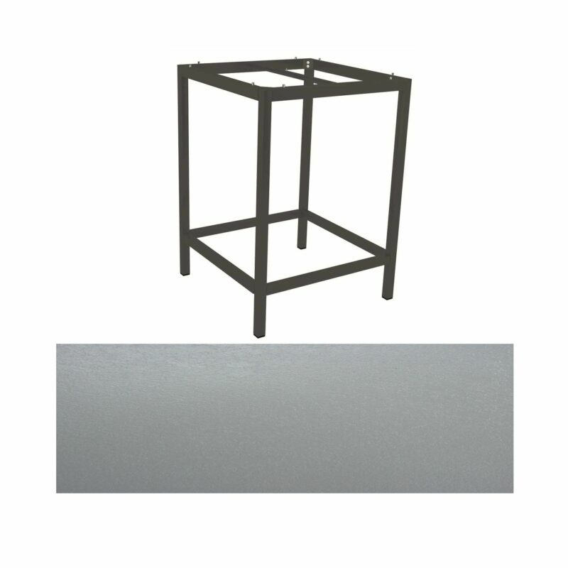 Stern Bartisch, Gestell Aluminium anthrazit, Tischplatte HPL Uni grau