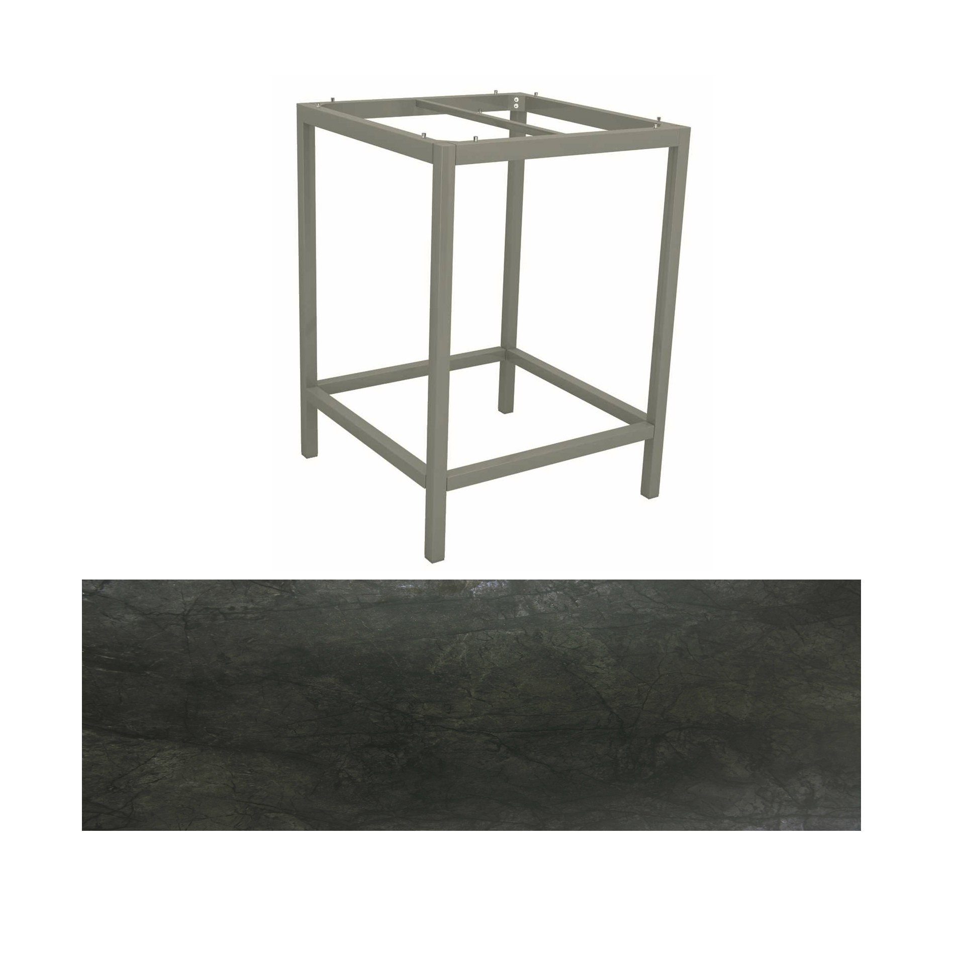 Stern Bartisch, Gestell Aluminium graphit, Tischplatte HPL Dark Marble