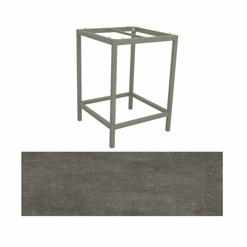 Stern Bartisch, Gestell Aluminium graphit, Tischplatte HPL Metallic grau