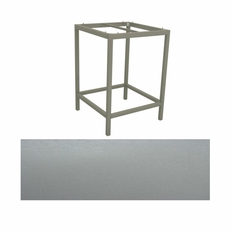 Stern Bartisch, Gestell Aluminium graphit, Tischplatte HPL Uni grau