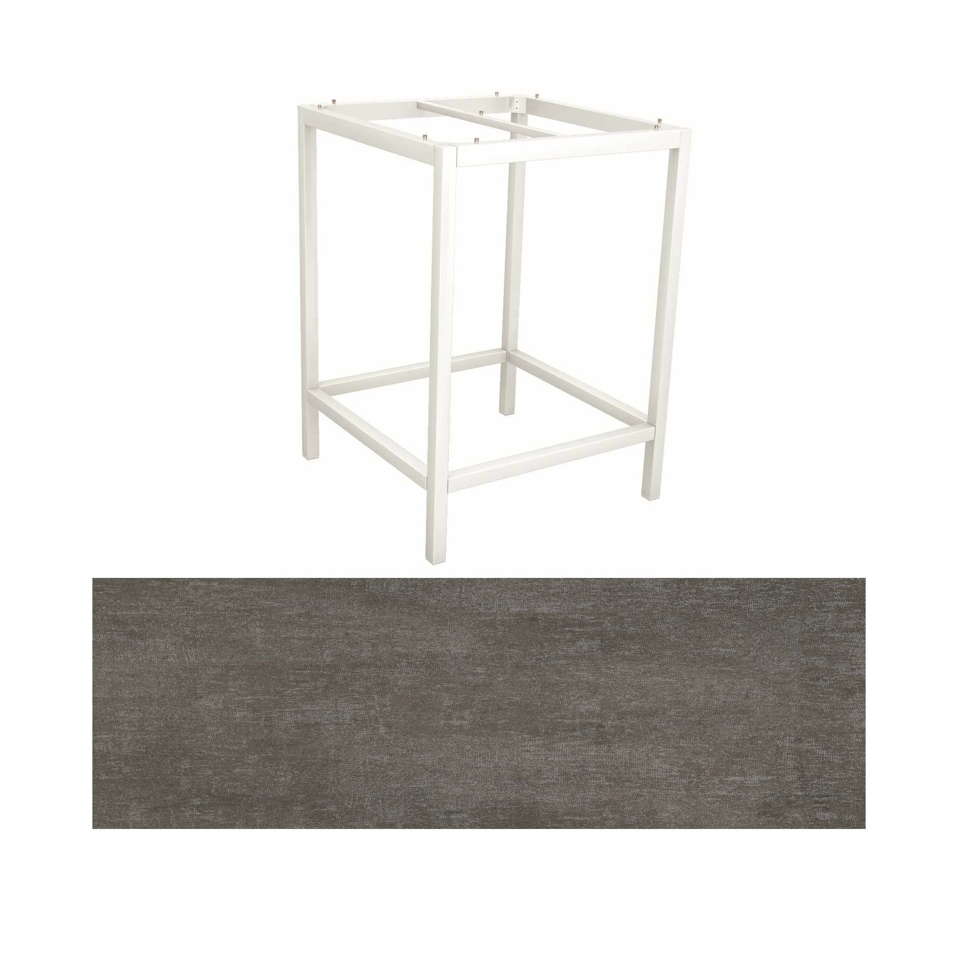 Stern Bartisch, Gestell Aluminium weiß, Tischplatte HPL Metallic grau