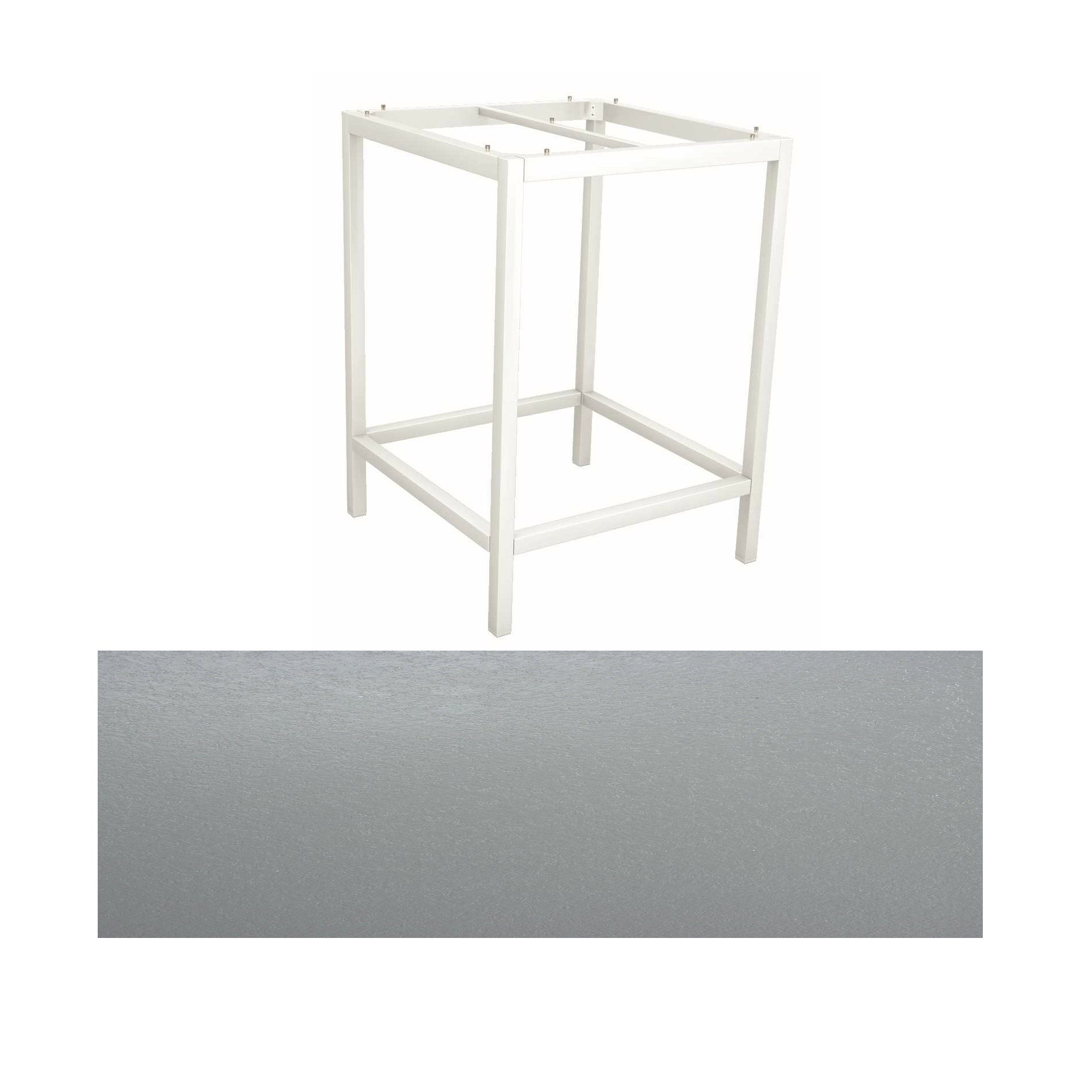 Stern Bartisch, Gestell Aluminium weiß, Tischplatte HPL Uni grau