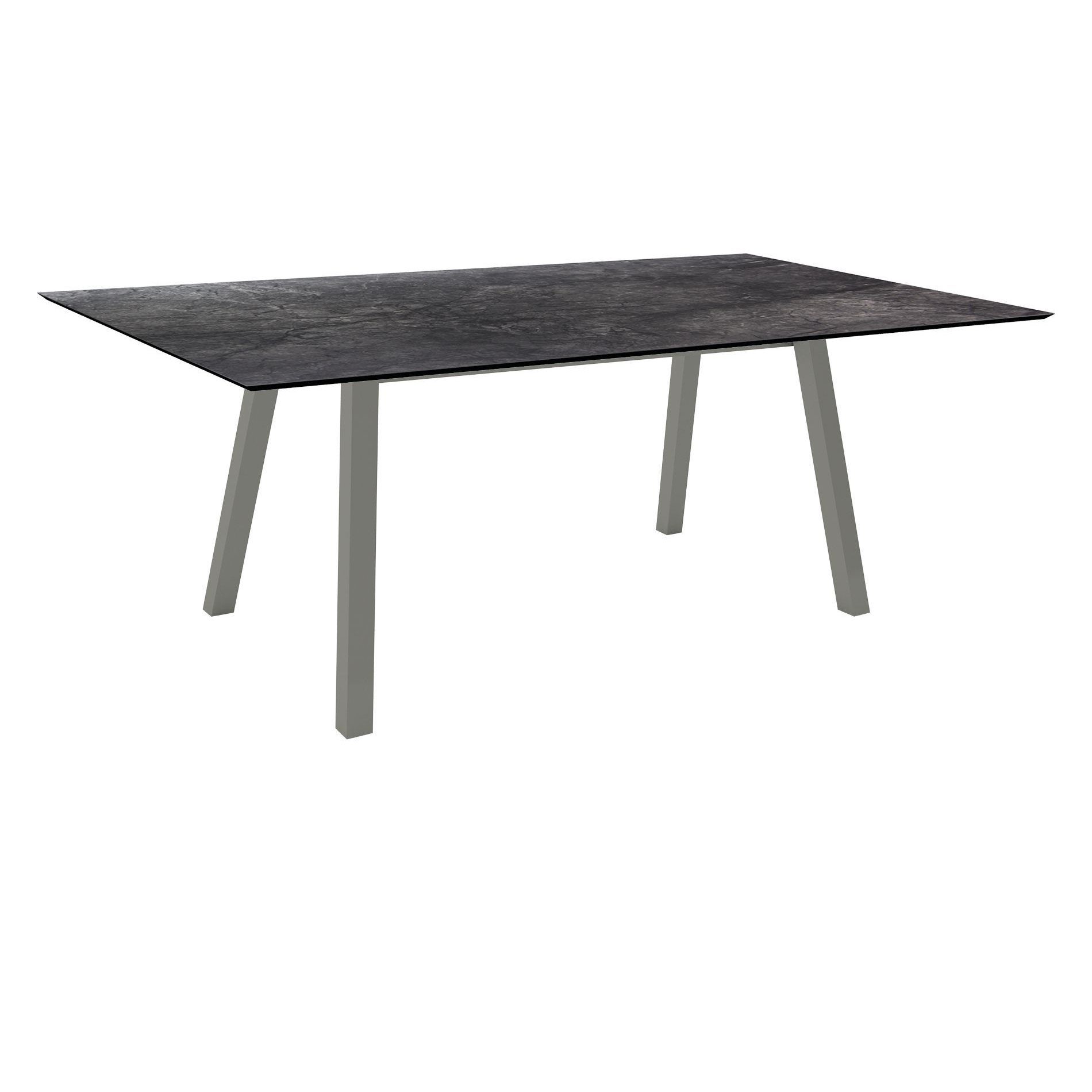 Stern Tisch "Interno", Größe 180x100cm, Alu graphit, Vierkantrohr, Tischplatte HPL Dark Marble