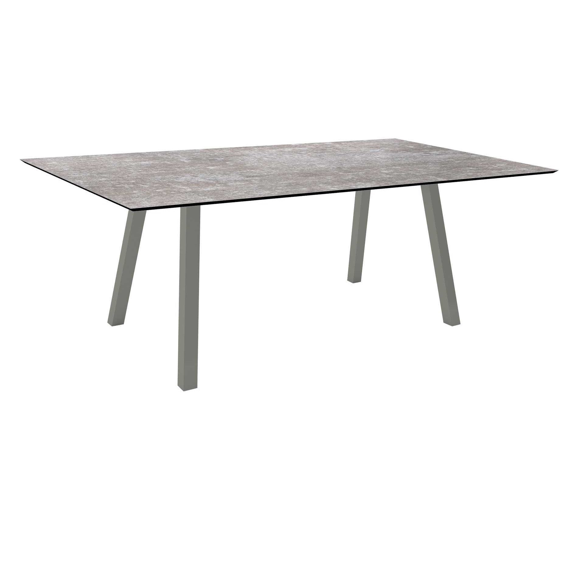 Stern Tisch "Interno", Größe 180x100cm, Alu graphit, Vierkantrohr, Tischplatte HPL Metallic Grau