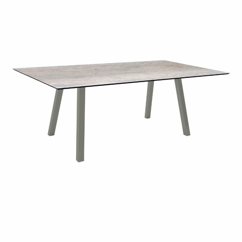 Stern Tisch "Interno", Größe 180x100cm, Alu graphit, Vierkantrohr, Tischplatte HPL Smoky
