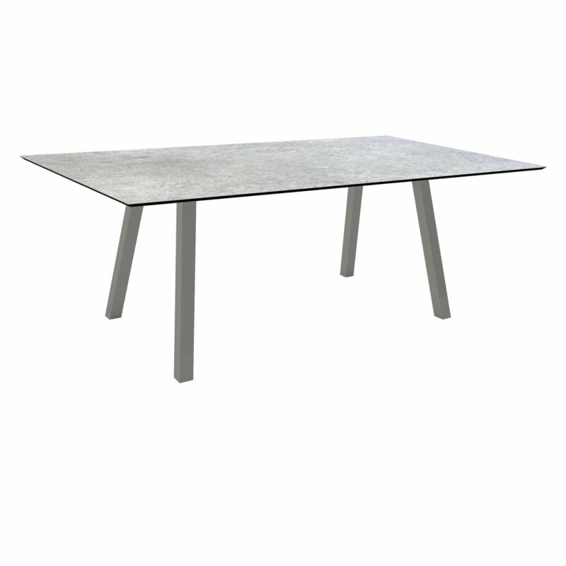 Stern Tisch "Interno", Größe 180x100cm, Alu graphit, Vierkantrohr, Tischplatte HPL Vintage Stone