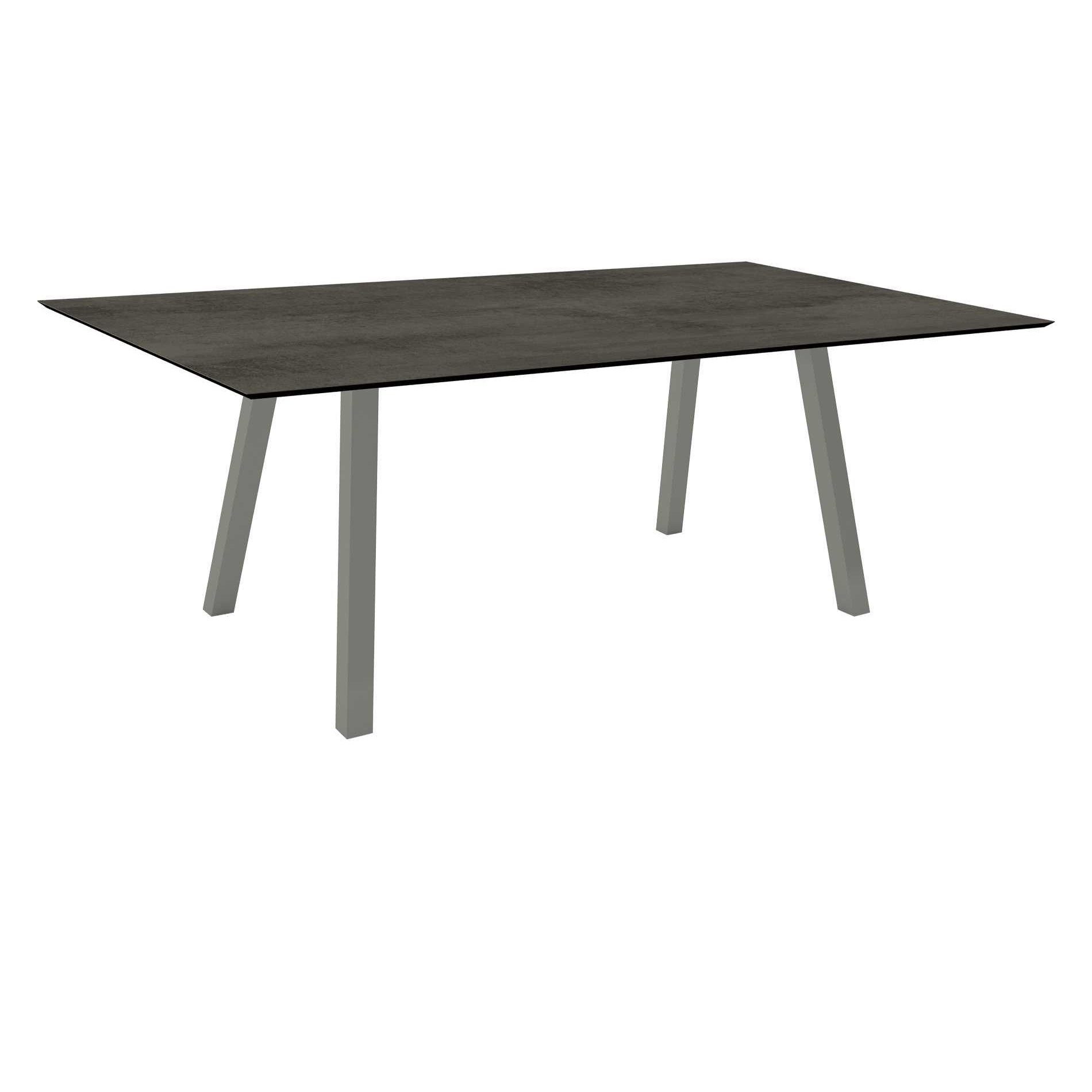 Stern Tisch "Interno", Größe 180x100cm, Alu graphit, Vierkantrohr, Tischplatte HPL Zement