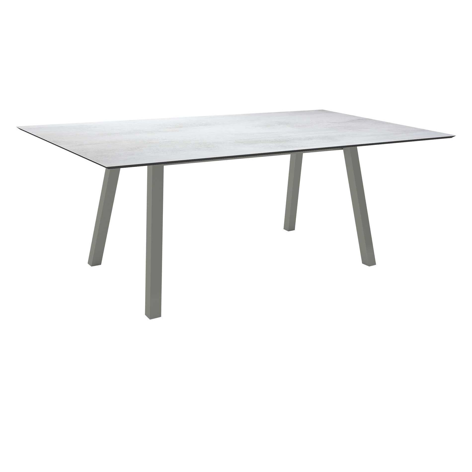 Stern Tisch "Interno", Größe 180x100cm, Alu graphit, Vierkantrohr, Tischplatte HPL Zement Hell