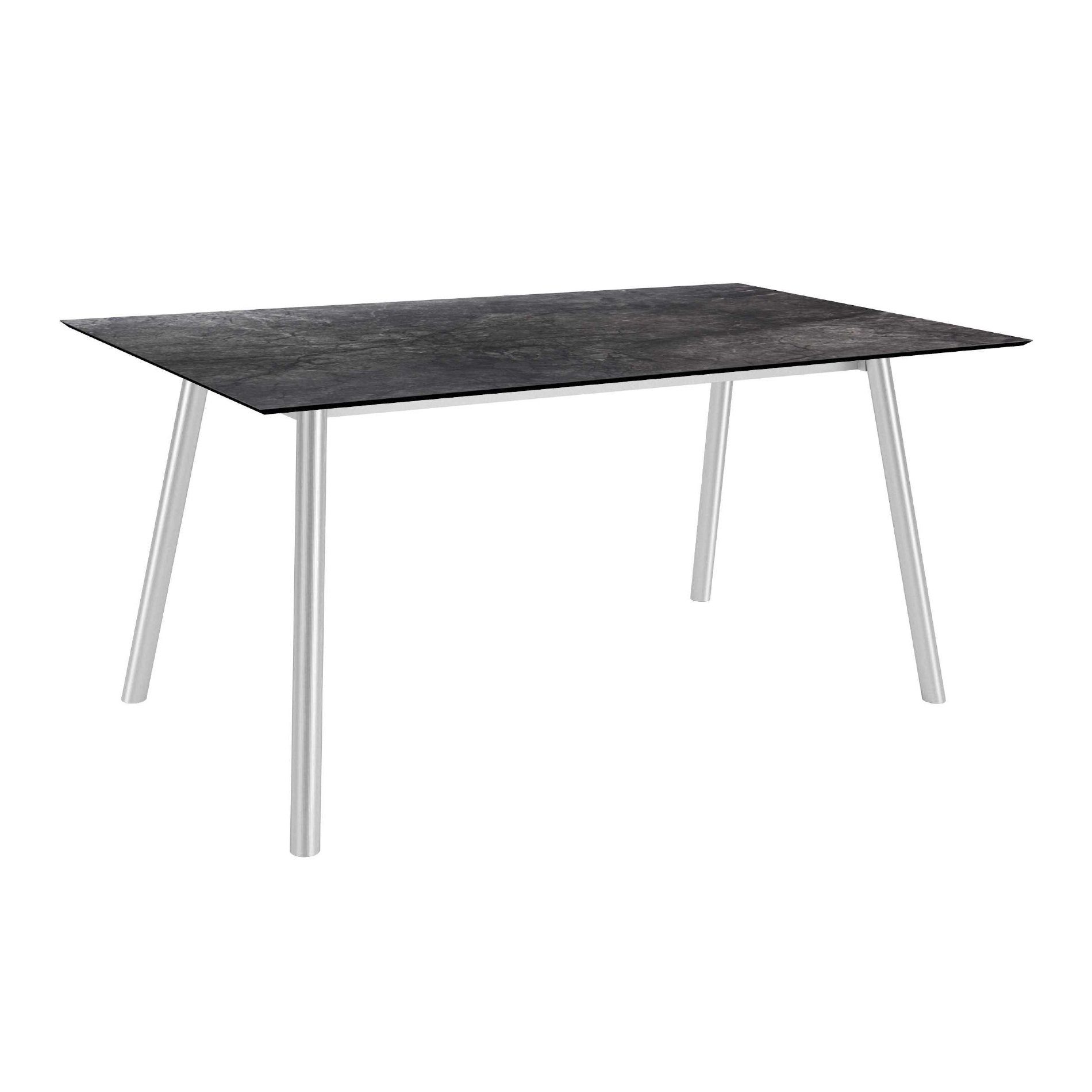 Stern Tisch "Interno", Größe 180x100cm, Edelstahl, Rundrohr, Tischplatte HPL Dark Marble