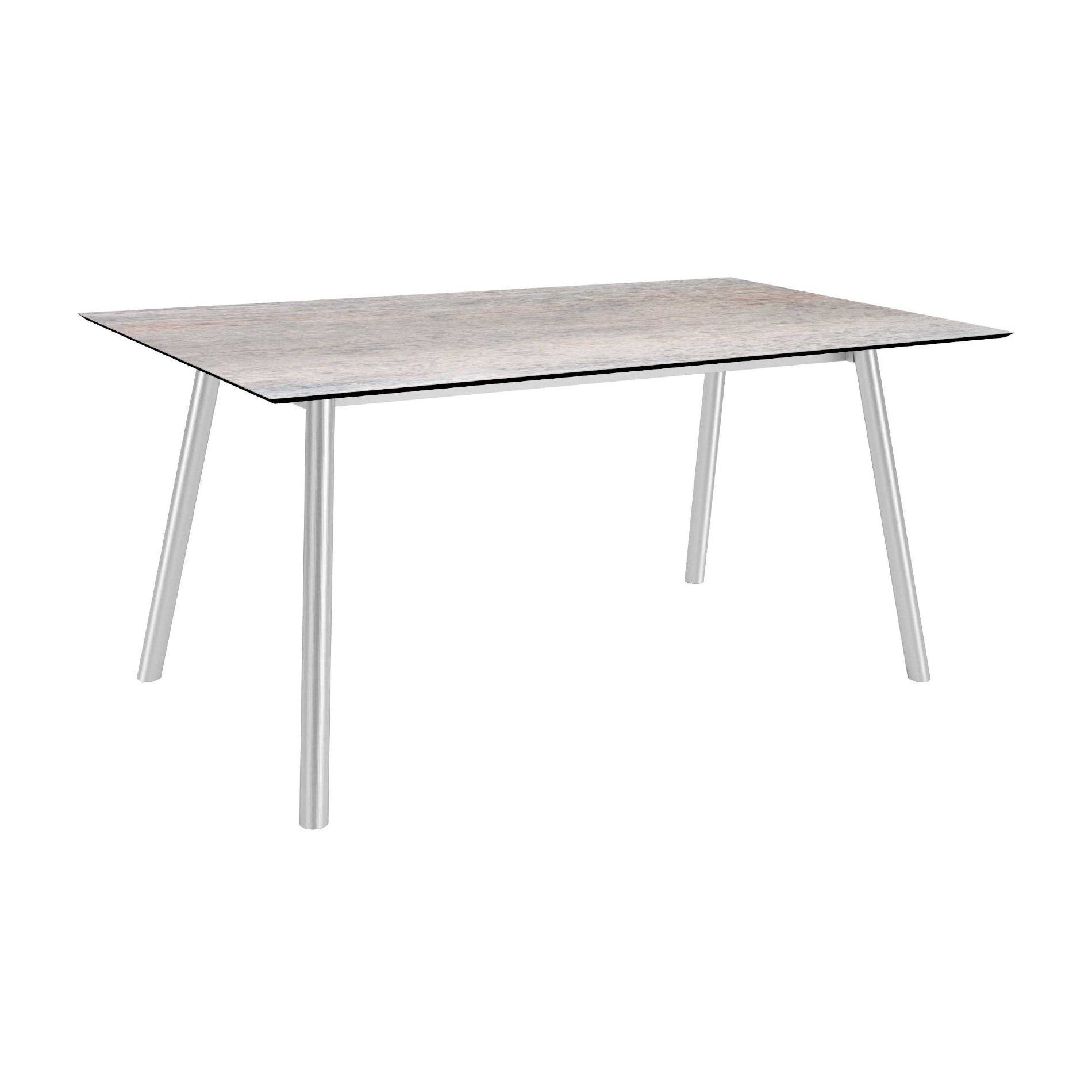 Stern Tisch "Interno", Größe 180x100cm, Edelstahl, Rundrohr, Tischplatte HPL Smoky