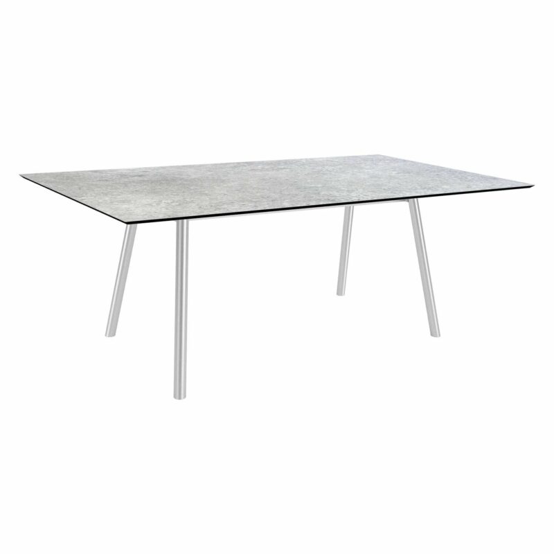 Stern Tisch "Interno", Größe 180x100cm, Edelstahl, Rundrohr, Tischplatte HPL Vintage Stone