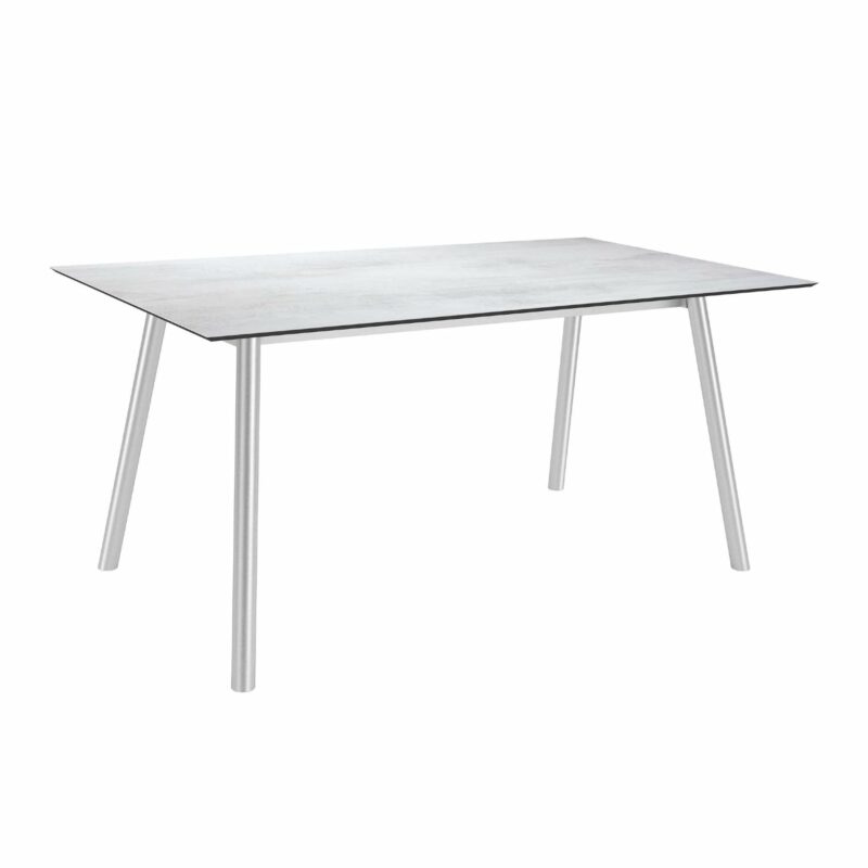 Stern Tisch "Interno", Größe 180x100cm, Edelstahl, Rundrohr, Tischplatte HPL Zement hell