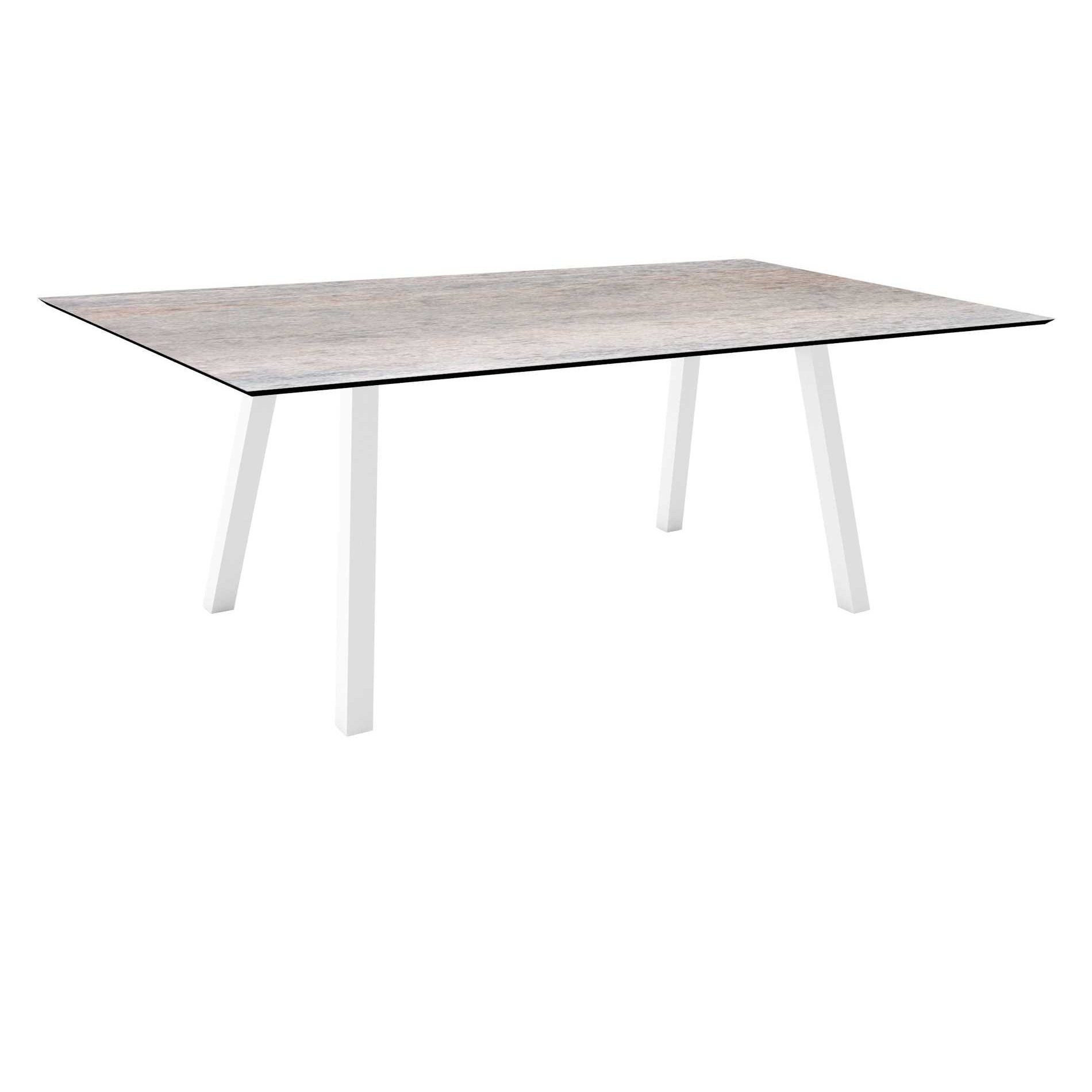 Stern Tisch "Interno", Größe 180x100cm, Alu weiß, Vierkantrohr, Tischplatte HPL Smoky