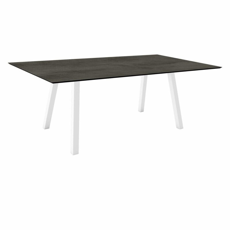 Stern Tisch "Interno", Größe 180x100cm, Alu weiß, Vierkantrohr, Tischplatte HPL Zement