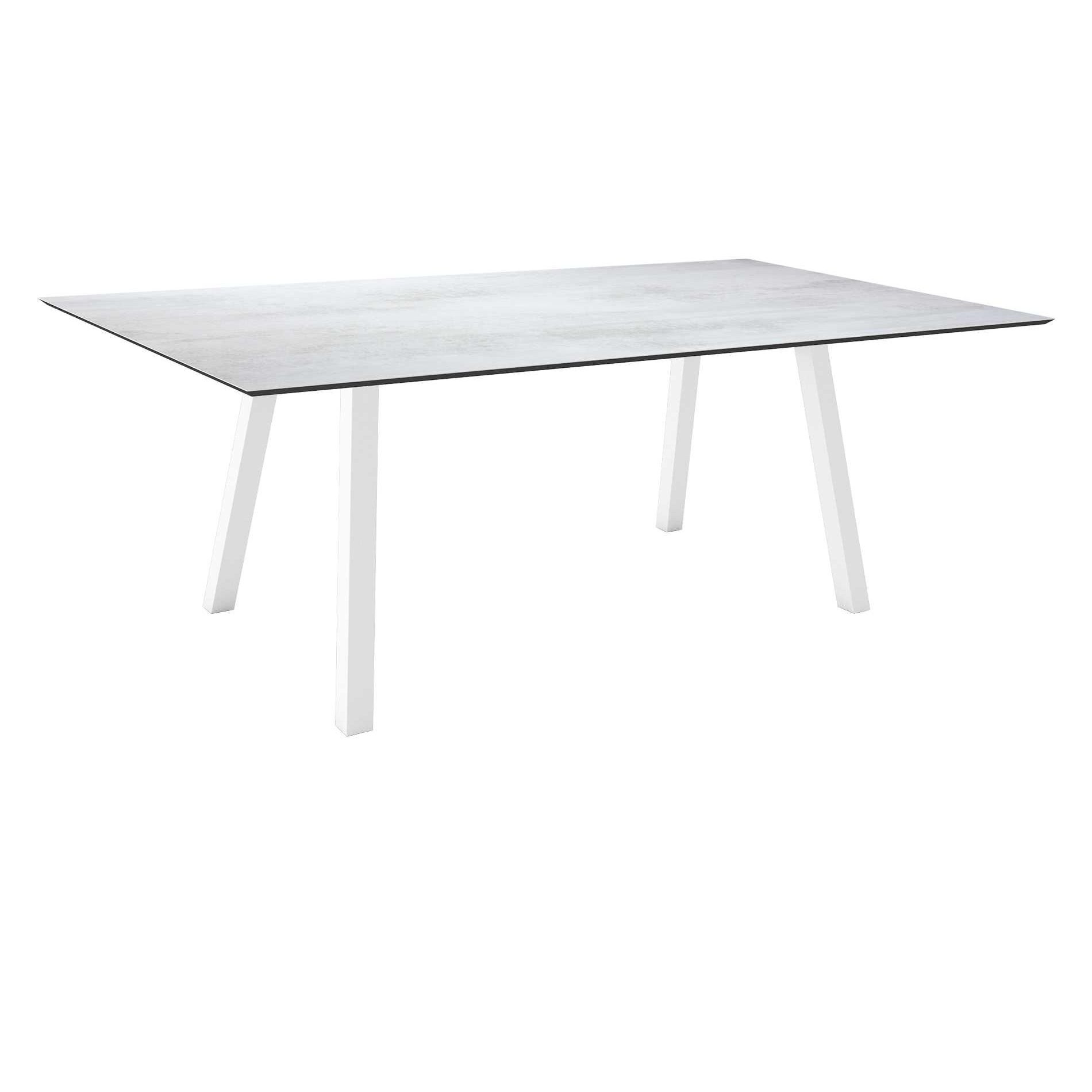 Stern Tisch "Interno", Größe 180x100cm, Alu weiß, Vierkantrohr, Tischplatte HPL Zement hell