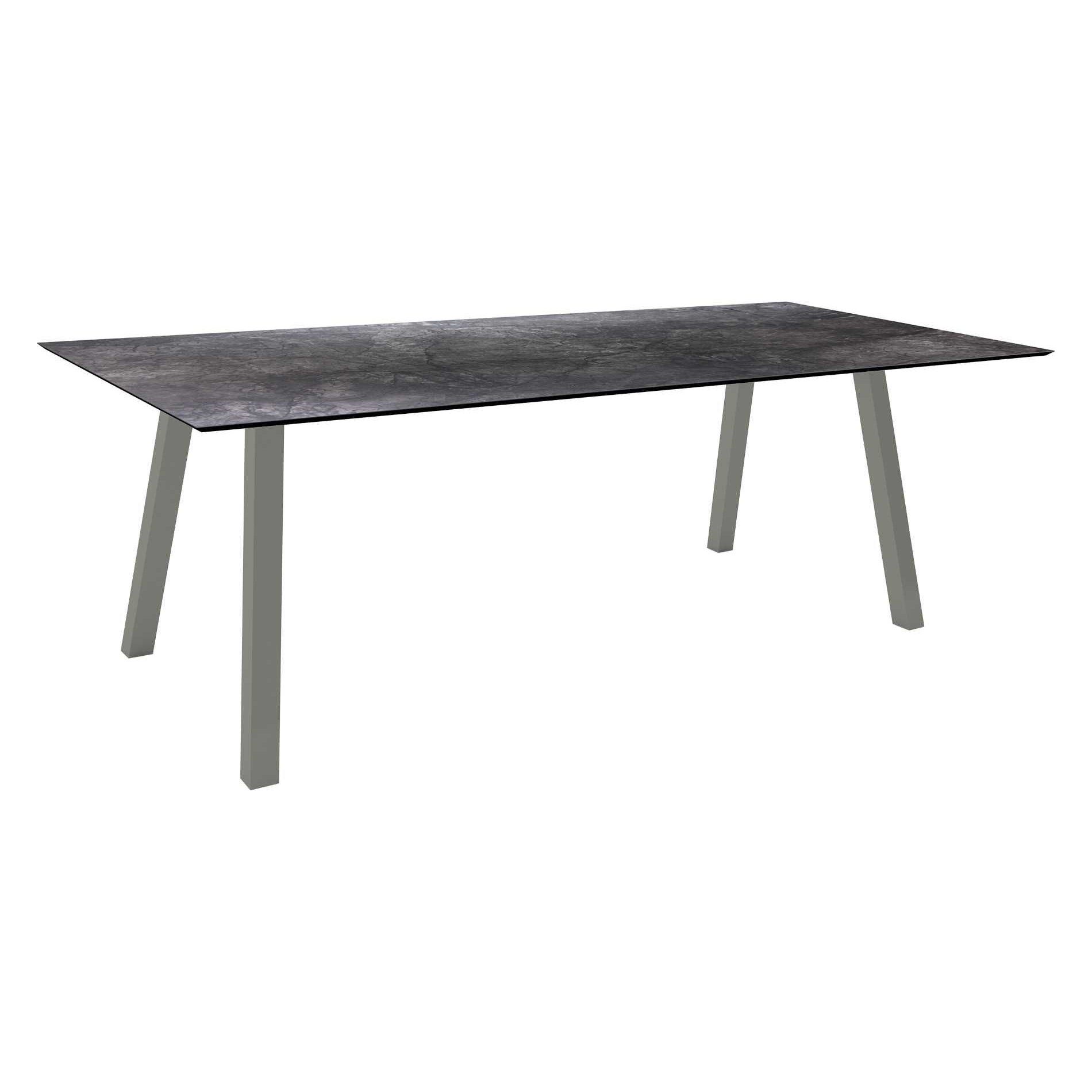 Stern Tisch "Interno", Größe 220x100cm, Alu graphit, Vierkantrohr, Tischplatte HPL Dark Marble