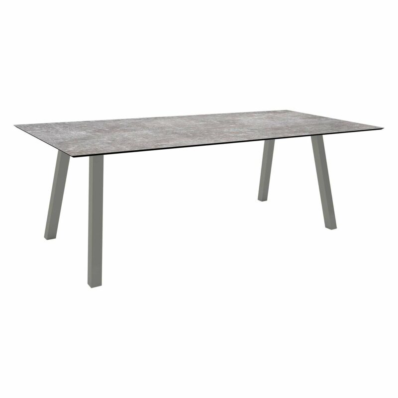Stern Tisch "Interno", Größe 220x100cm, Alu graphit, Vierkantrohr, Tischplatte HPL Metallic Grau