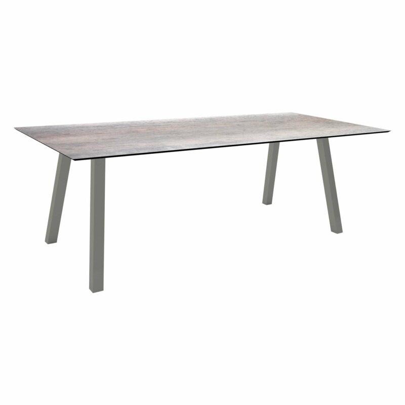 Stern Tisch "Interno", Größe 220x100cm, Alu graphit, Vierkantrohr, Tischplatte HPL Smoky