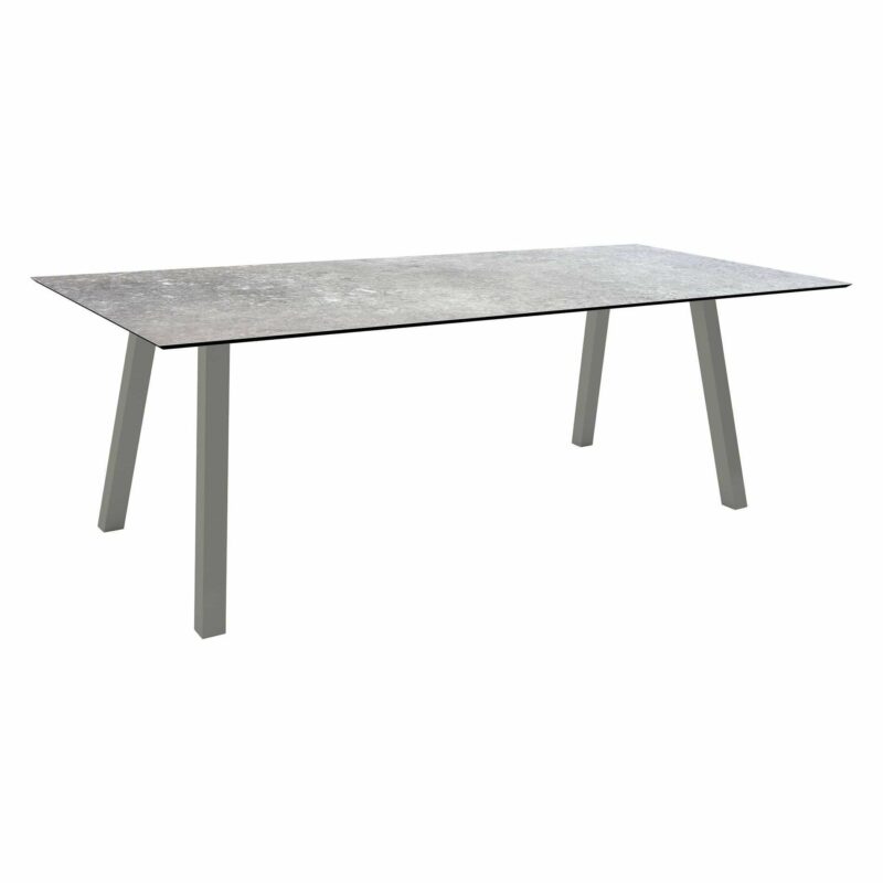 Stern Tisch "Interno", Größe 220x100cm, Alu graphit, Vierkantrohr, Tischplatte HPL Vintage Stone