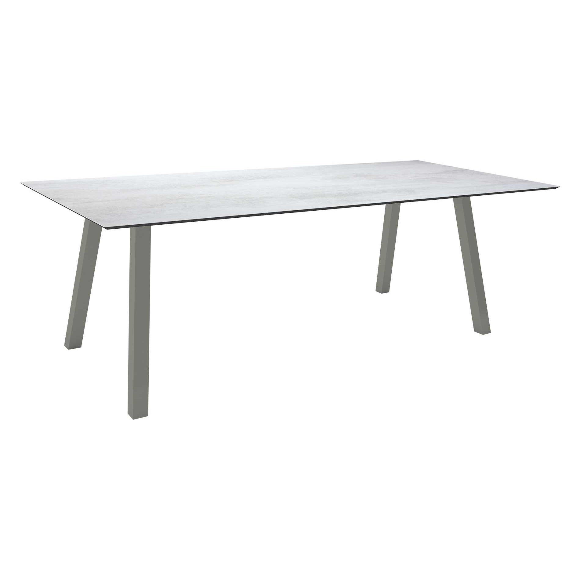 Stern Tisch "Interno", Größe 220x100cm, Alu graphit, Vierkantrohr, Tischplatte HPL Zement Hell