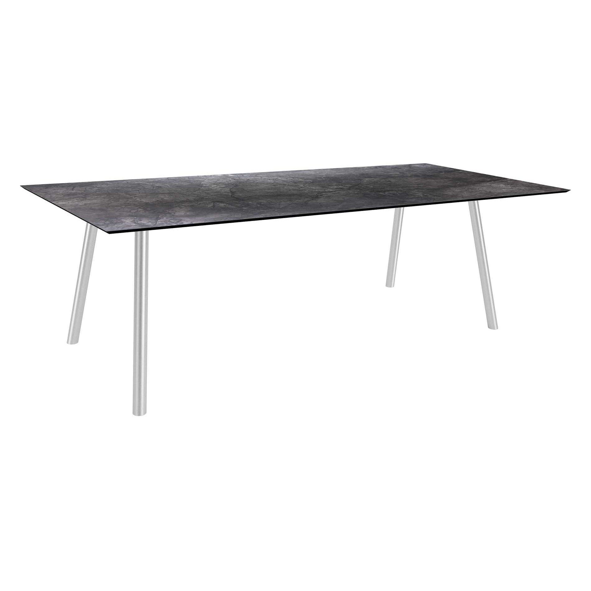 Stern Tisch "Interno", Größe 220x100cm, Edelstahl, Rundrohr, Tischplatte HPL Dark Marble