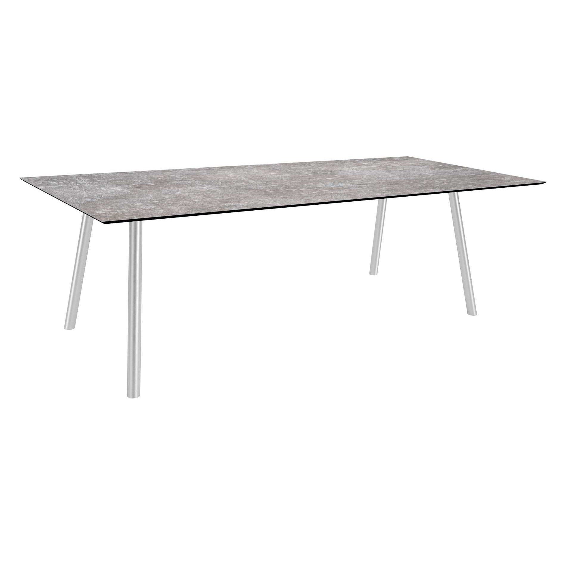 Stern Tisch "Interno", Größe 220x100cm, Edelstahl, Rundrohr, Tischplatte HPL Metallic Grau