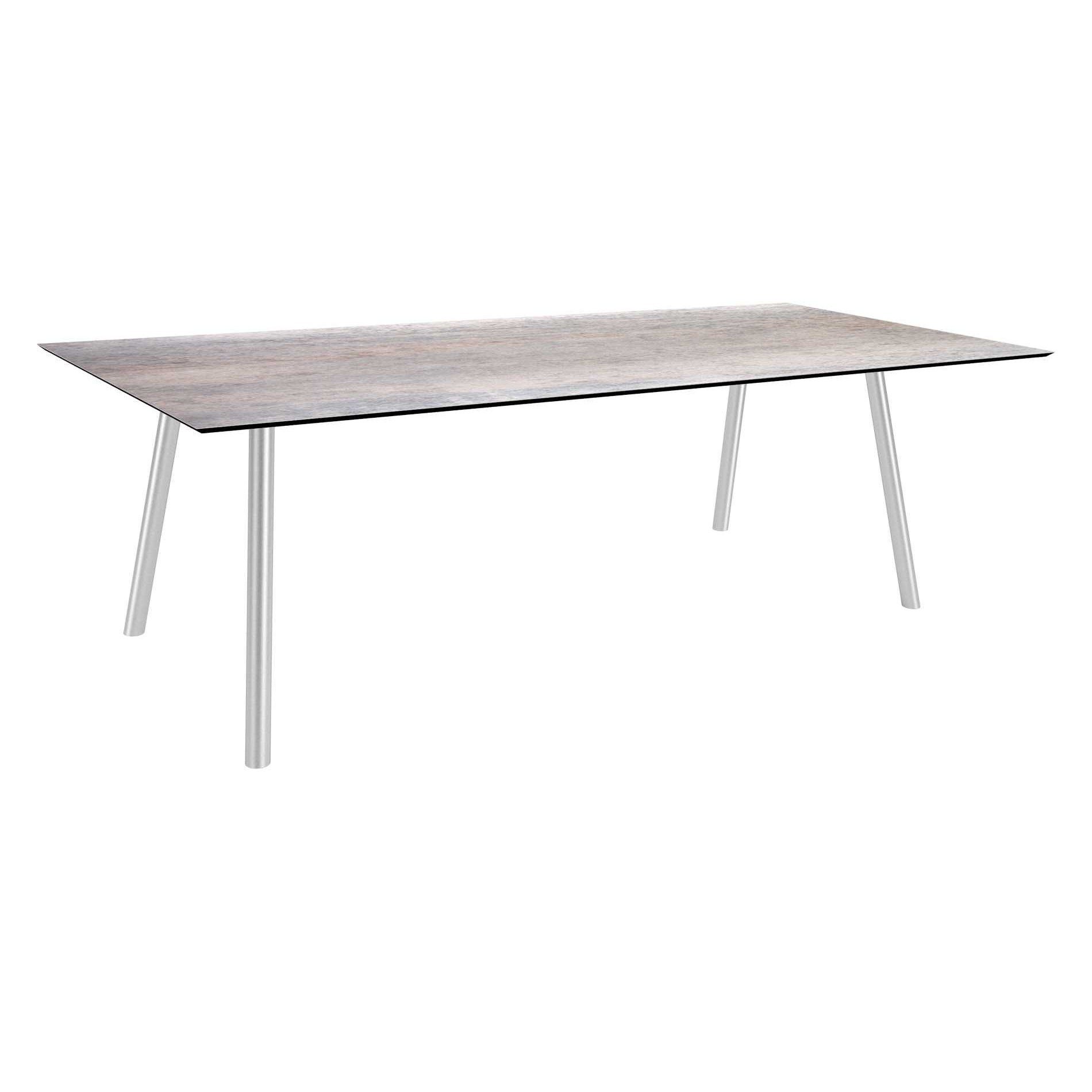 Stern Tisch "Interno", Größe 220x100cm, Edelstahl, Rundrohr, Tischplatte HPL Smoky
