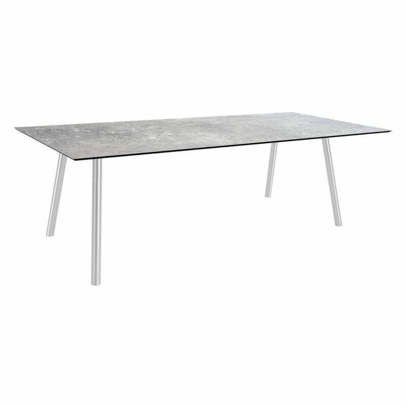 Stern Tisch "Interno", Größe 220x100cm, Edelstahl, Rundrohr, Tischplatte HPL Vintage Stone