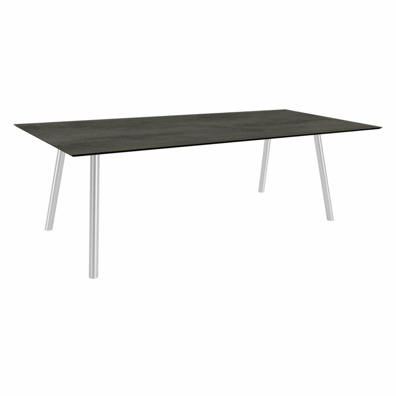 Stern Tisch "Interno", Größe 220x100cm, Edelstahl, Rundrohr, Tischplatte HPL Zement