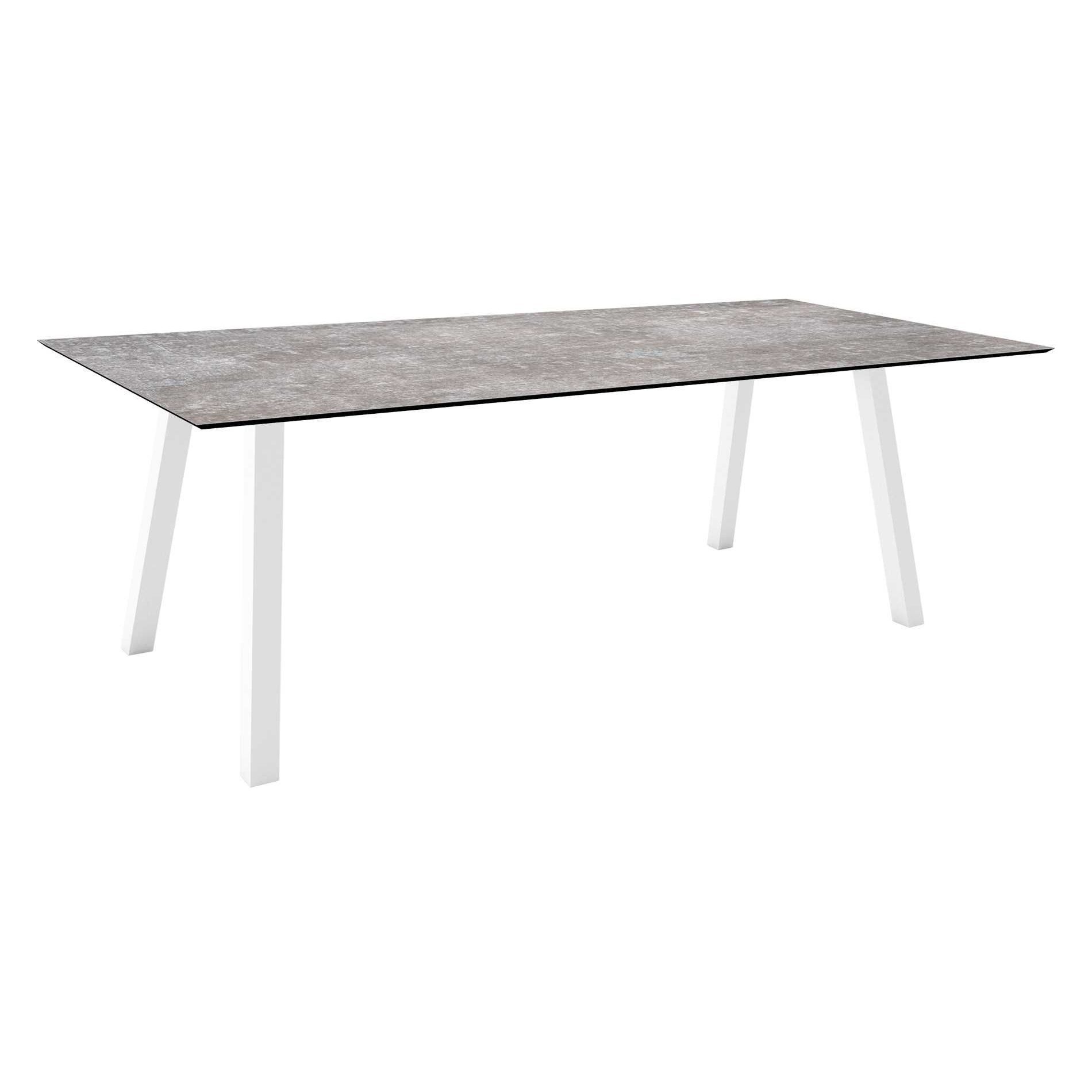 Stern Tisch "Interno", Größe 220x100cm, Alu weiß, Vierkantrohr, Tischplatte HPL Metallic Grau