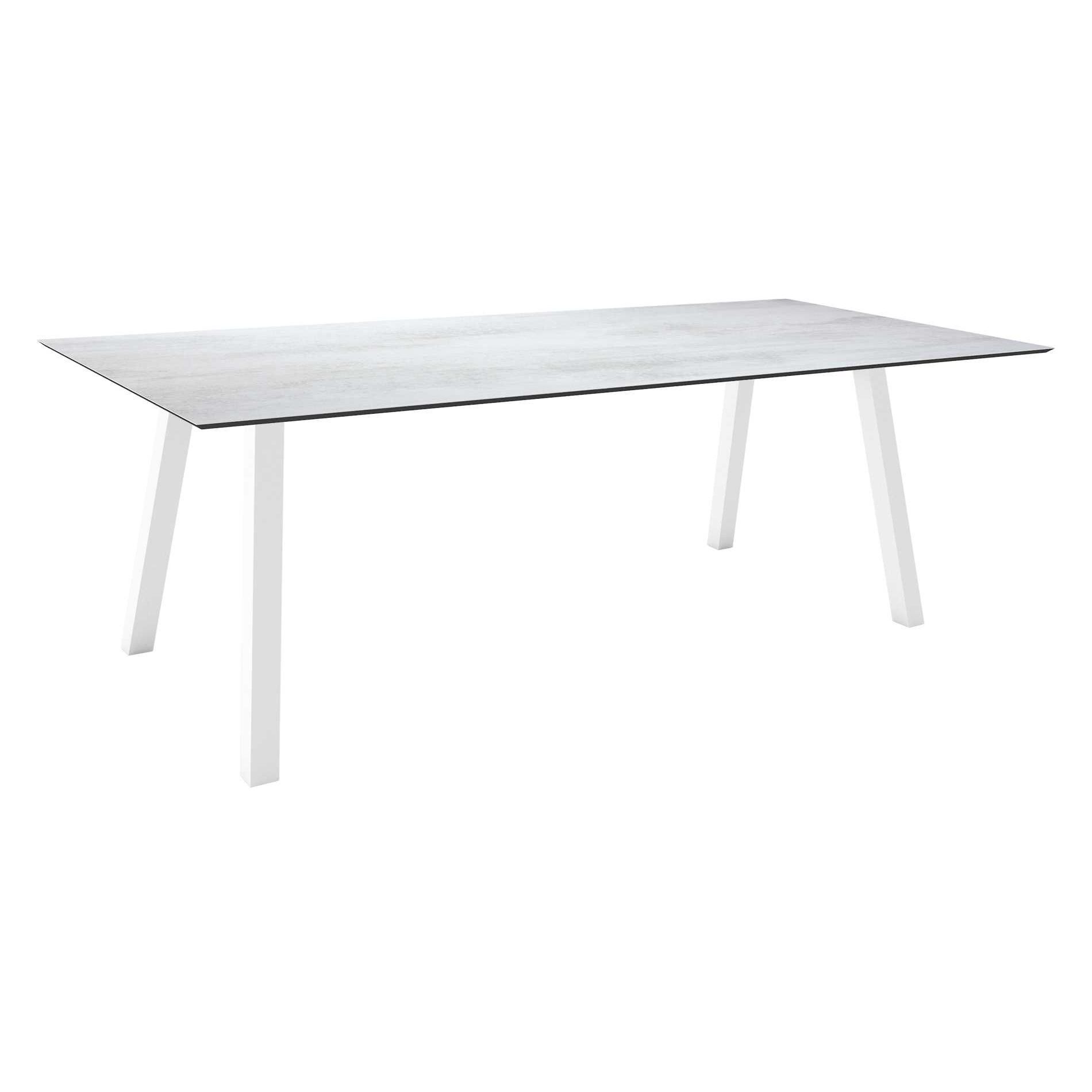 Stern Tisch "Interno", Größe 220x100cm, Alu weiß, Vierkantrohr, Tischplatte HPL Zement hell