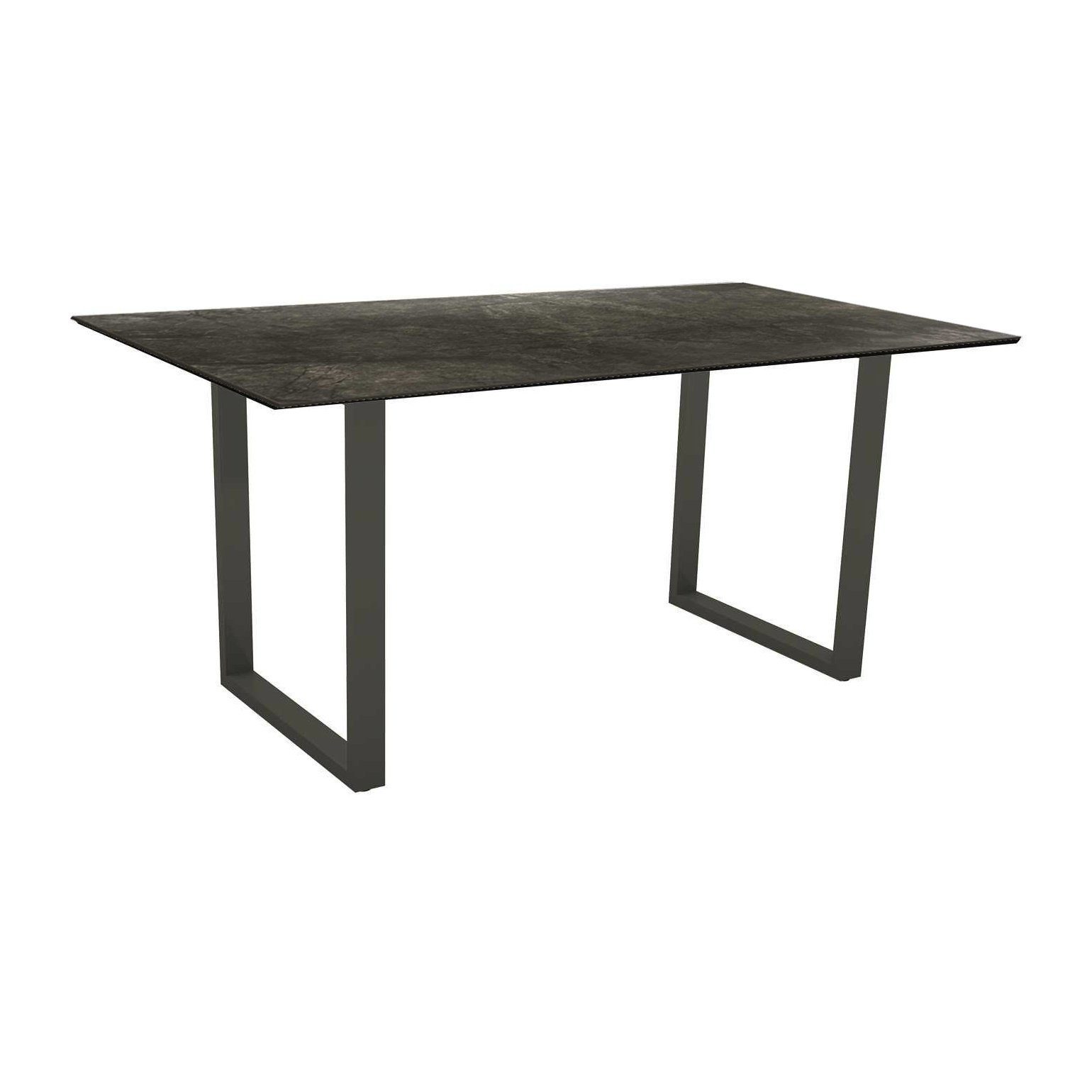 Stern Kufentisch, Gestell Aluminium anthrazit, Tischplatte HPL Dark Marble, Tischgröße: 160x90 cm