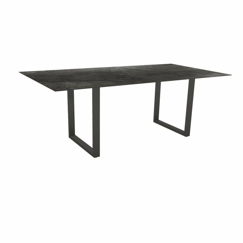 Stern Kufentisch, Maße: 200x100x73 cm, Gestell Aluminium anthrazit, Tischplatte HPL Dark Marble