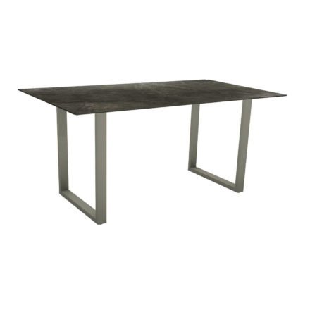 Stern Kufentisch, Gestell Aluminium graphit, Tischplatte HPL Dark Marble, Tischgröße: 160x90 cm