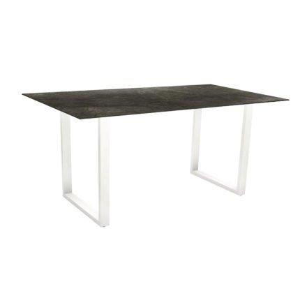 Stern Kufentisch, Gestell Aluminium weiß, Tischplatte HPL Dark Marble, Tischgröße: 160x90 cm