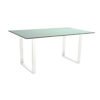 Stern Kufentisch, Gestell Aluminium weiß, Tischplatte HPL Nordic green, Tischgröße: 160x90 cm