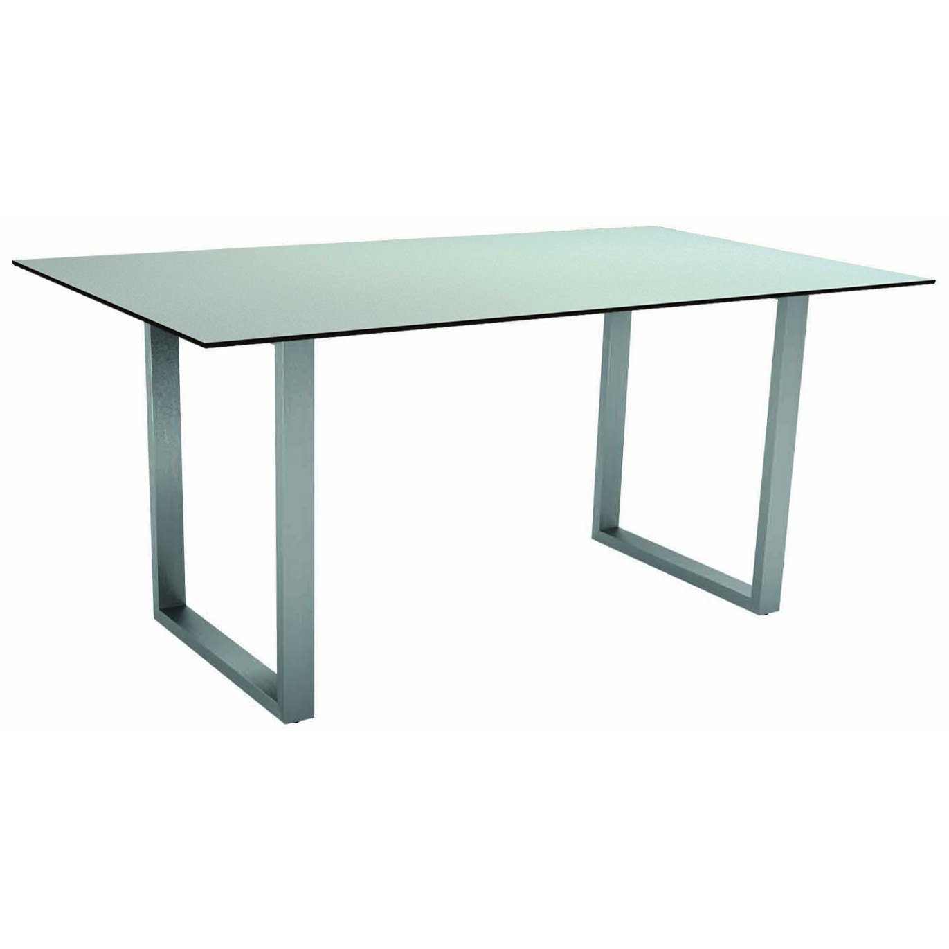 Stern Kufentisch, Gestell Edelstahl, Tischplatte HPL Nordic green, Tischgröße: 160x90 cm